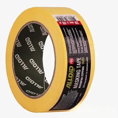 Скотч малярний "ALLOID PRO" жовтий 80С 38мм 40м, 140мкм