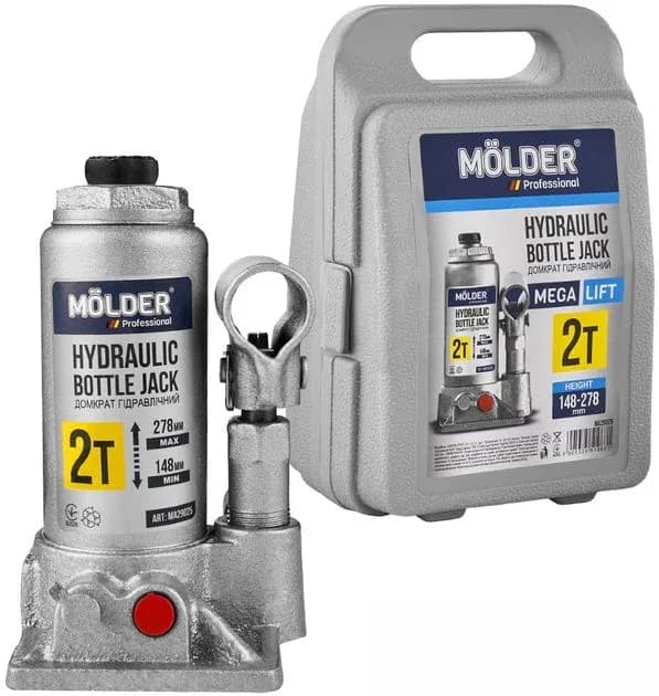 Домкрат гідравлічний 2 т 148-278мм "MOLDER" (в кейсі)