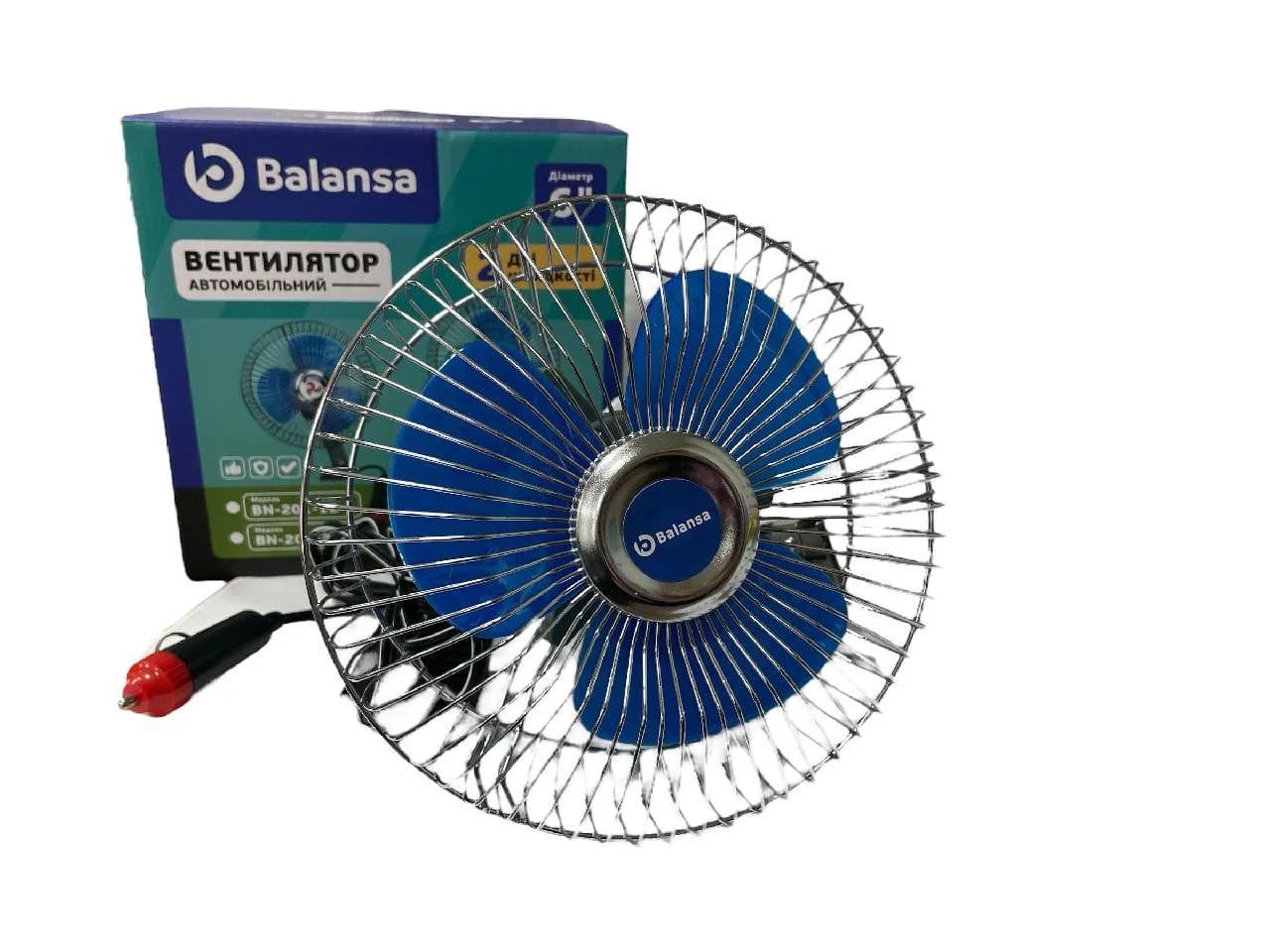 Вентилятор салону 12 V (d 6" - 15,0 см) металевий, кронштейн, 2 швидкості Balansa