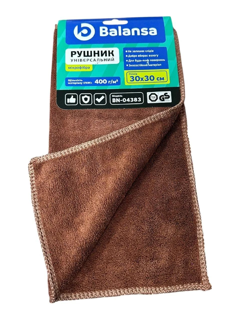 Серветка мікрофібра універсальна (30х30) асорті, 400 г/м² Balansa