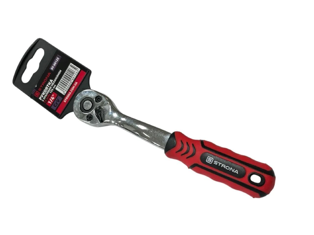 Тріскачка з квадратом 1/4" 72 зуби 155 мм CrV Strona вигнута ручка