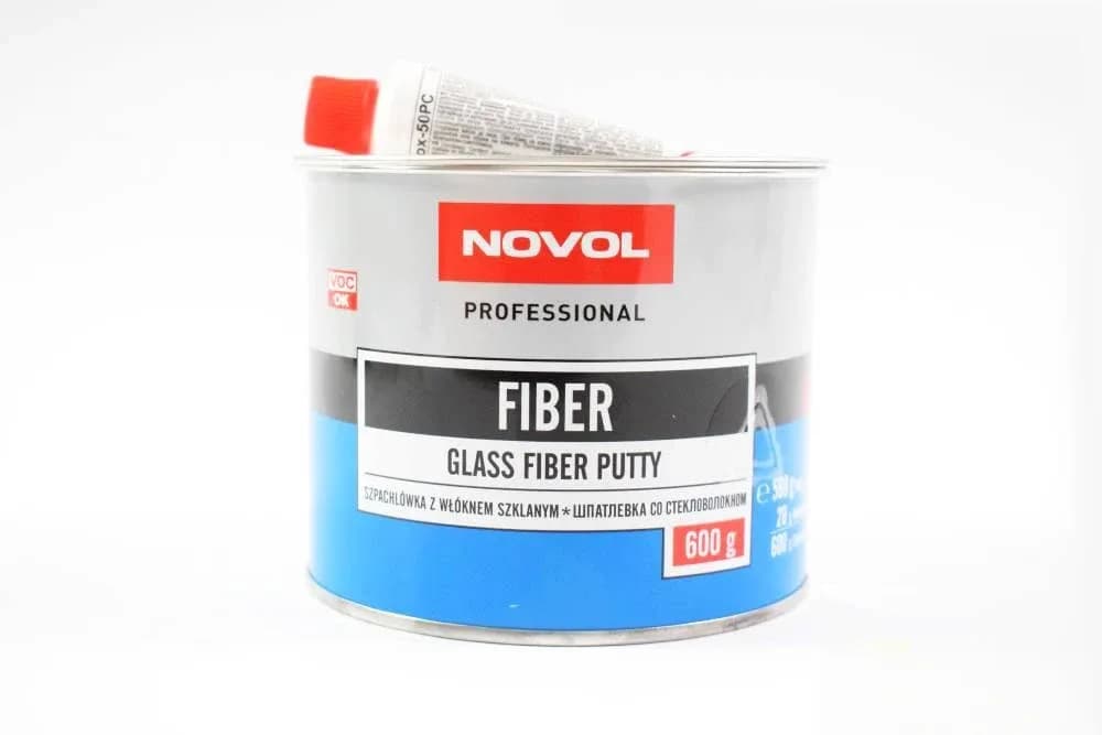 Шпаклівка "NOVOL" FIBER з скловолокном 0.6 кг.