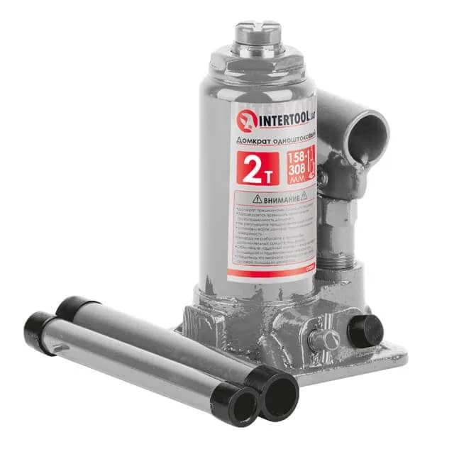 Домкрат гідравлічний пляшковий 2 т 158-308 мм у футлярі Intertool