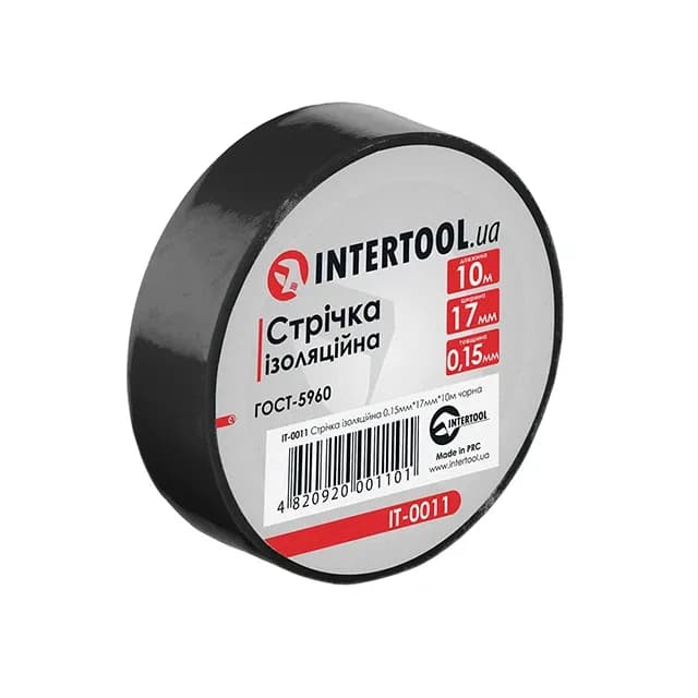 Ізолента 10 м х 17 мм х 0,15 мм чорна Intertool
