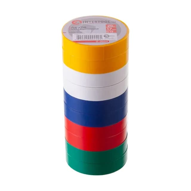 Ізолента 20 м х 17 мм х 0,15 мм асорті Intertool