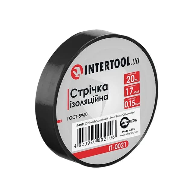 Ізолента 20 м х 17 мм х 0,15 мм чорна Intertool