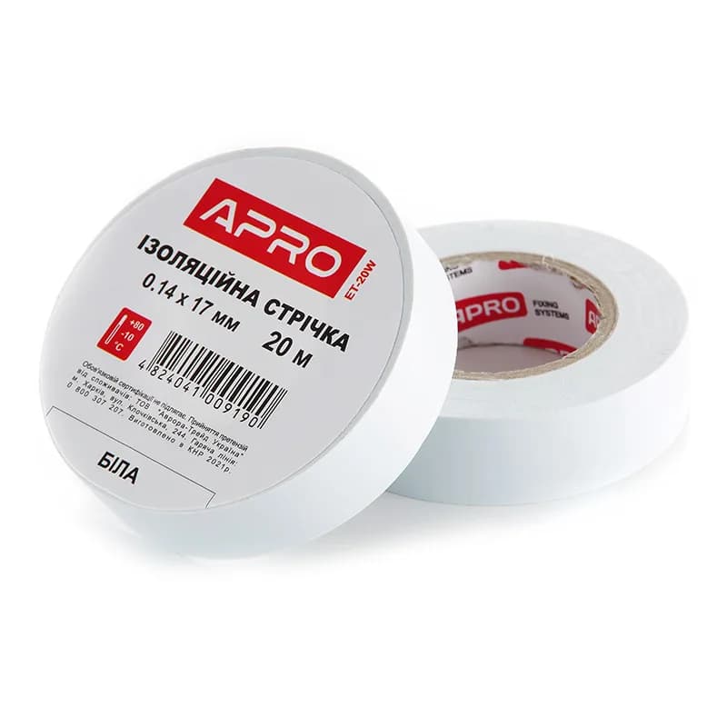 Ізолента ПВХ 10м "APRO" 0,14*17мм біла
