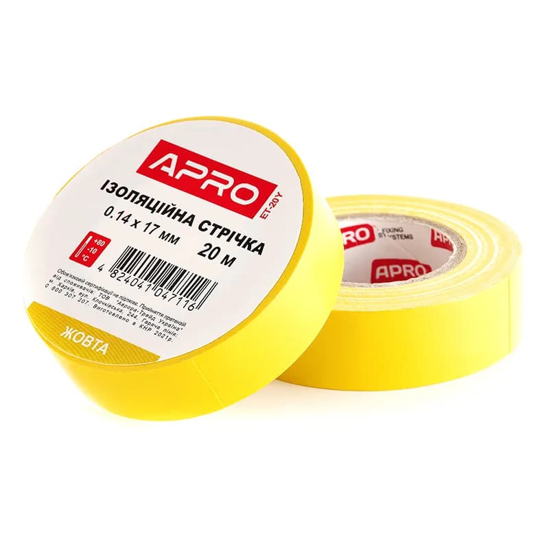 Ізолента ПВХ 20м "APRO" 0,14*17мм жовта