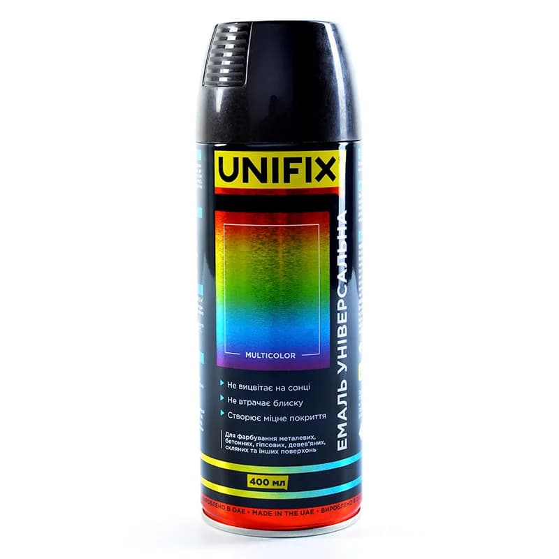 Фарба аер. "UNIFIX" 400мл. чорний глянець (RAL 9005)