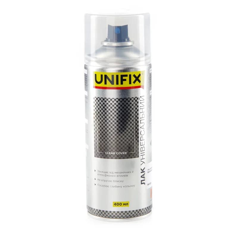 Фарба аер. "UNIFIX" акрил. 400мл. лак (прозорий глянцевий)