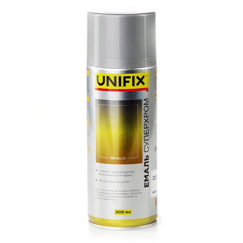 Фарба аер. "UNIFIX" акрил. 400мл. суперхром дзеркальний срібло