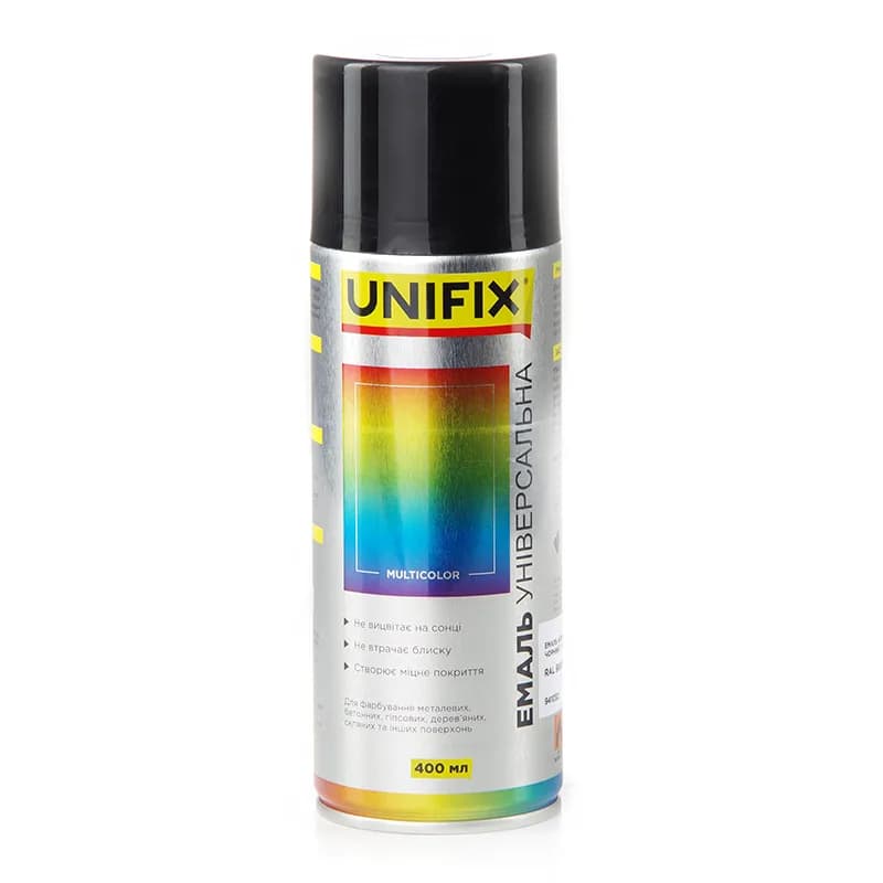 Фарба аер. "UNIFIX" акрил. 400мл. чорний глянець (RAL 9005)