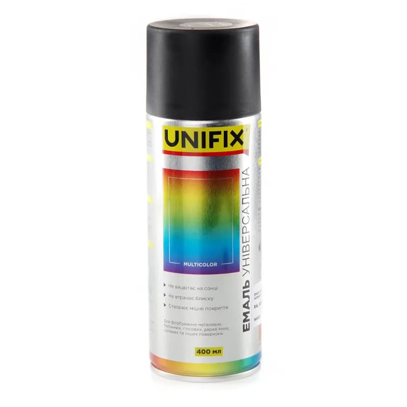 Фарба аер. "UNIFIX" акрил. 400мл. чорний мат (RAL 9005)