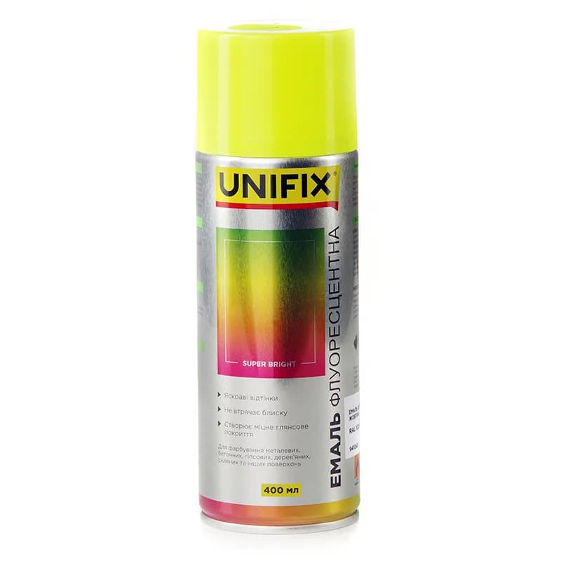 Фарба аер. "UNIFIX" акрил. флуоресцентна 400мл. жовта (RAL 1026)