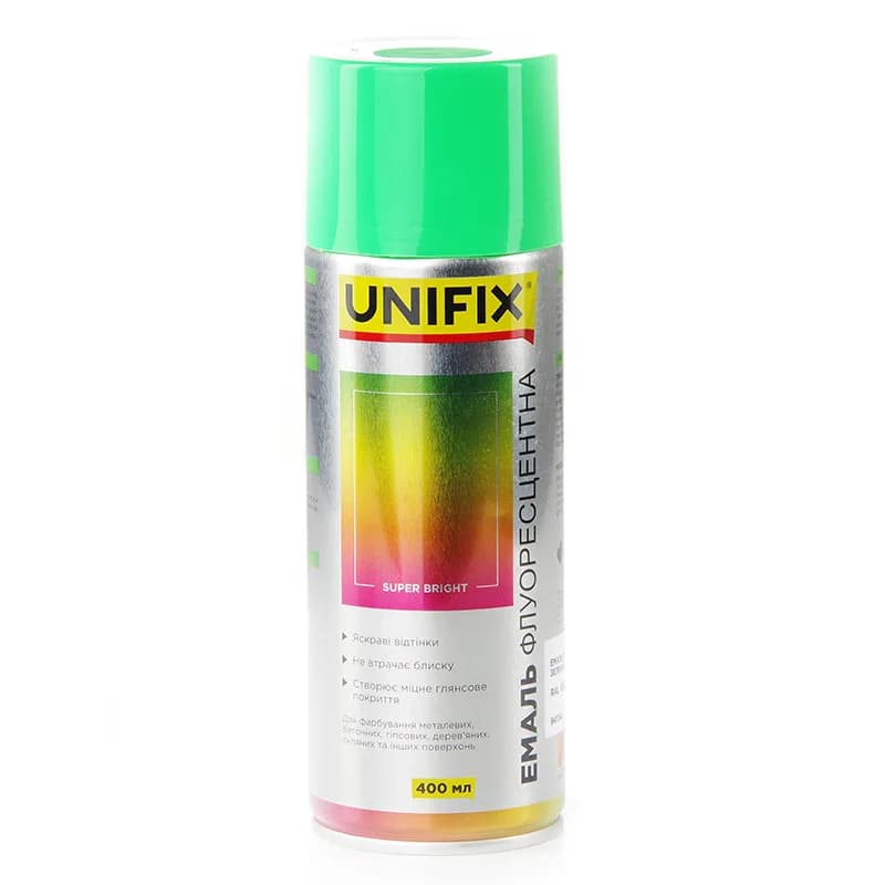 Фарба аер. "UNIFIX" акрил. флуоресцентна 400мл. зелена (RAL 6038)