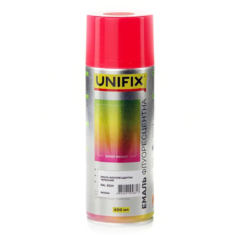 Фарба аер. "UNIFIX" акрил. флуоресцентна 400мл. червона (RAL 3024)