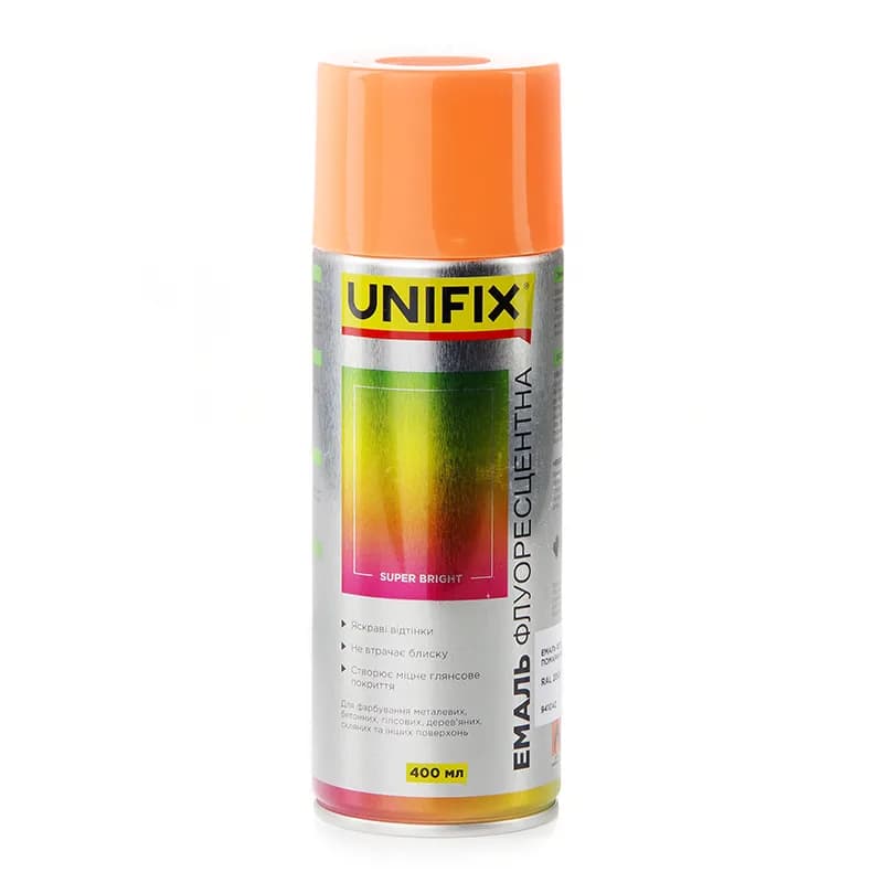 Фарба аер. "UNIFIX" акрил. флуоресцентна 400мл. помаранчева (RAL 2005)