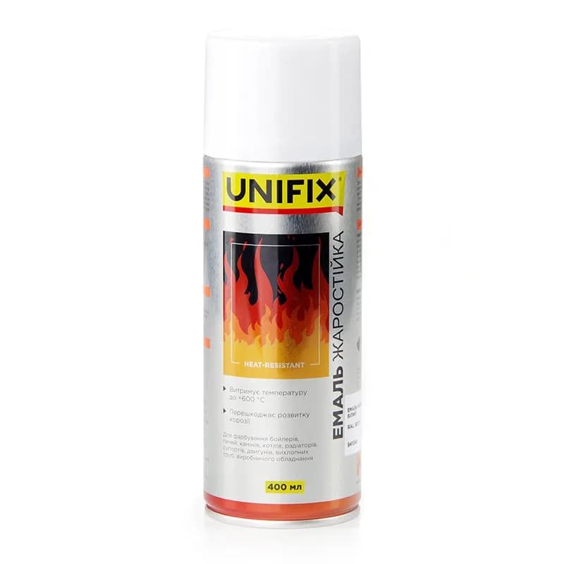 Фарба аер. "UNIFIX" термостійка 650*З 450мл. біла (RAL 9010)