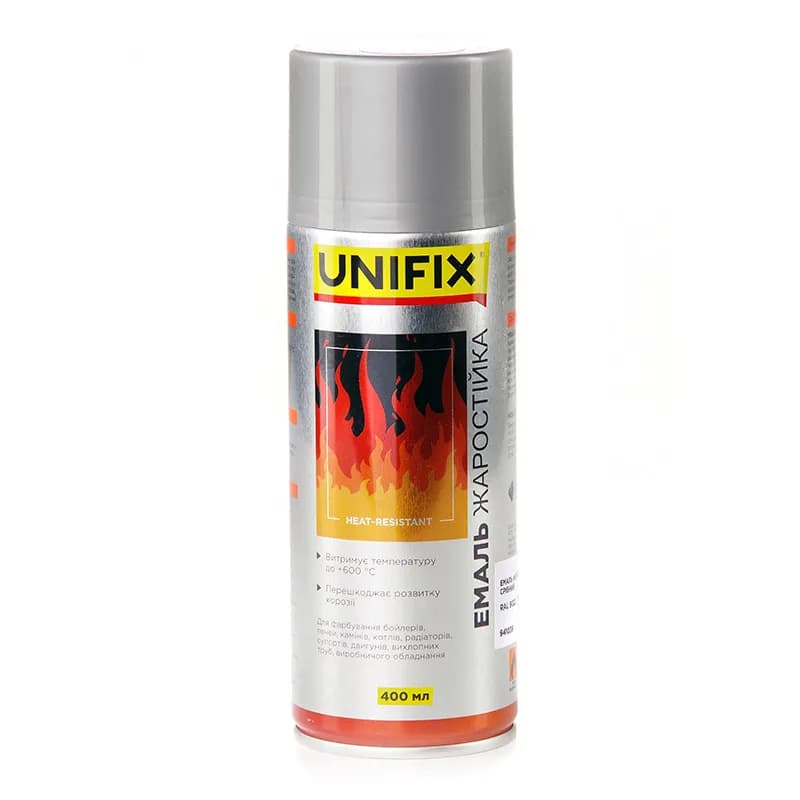Фарба аер. "UNIFIX" термостійка 650*З 450мл. срібло (RAL 9022)