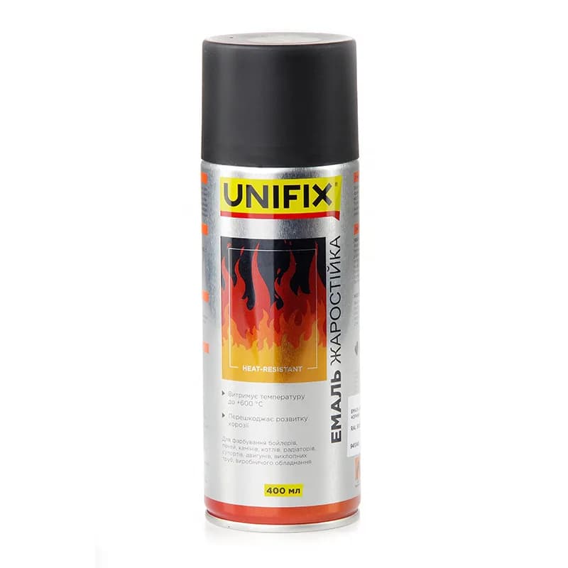 Фарба аер. "UNIFIX" термостійка 650*З 450мл. чорна (RAL 9005)