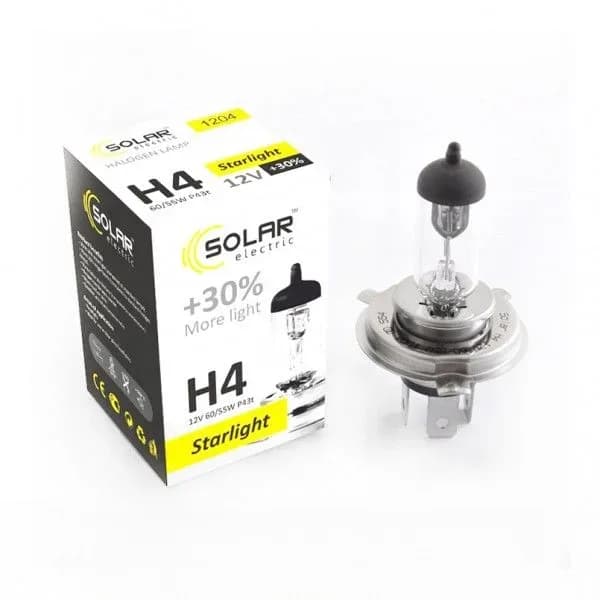 Лампа Н4 12v  60/55wt  Р43 "SOLAR" Starlight + 30%
