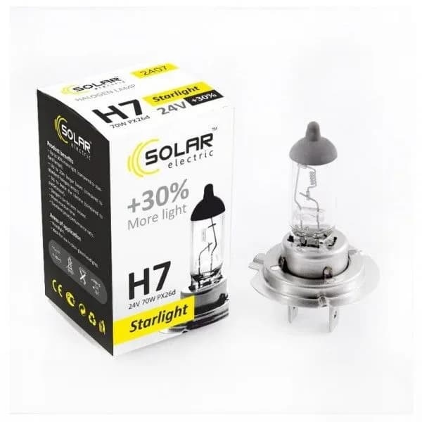 Лампа Н7 24v   70wt "SOLAR" Starlight + 30%