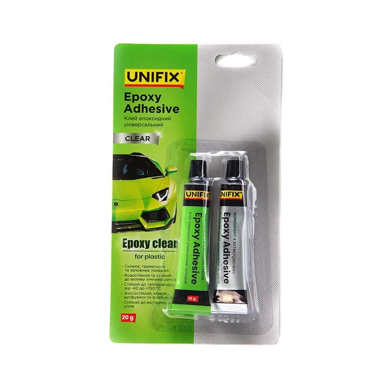 Клей епоксидний 2-комп. (5 хв) "UNIFIX" 20 мл (для пластику) прозорий