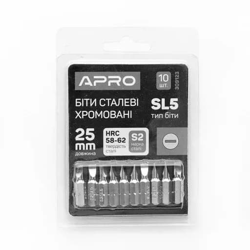 Біта (набір 10 шт.) "APRO" SL5*25мм (хром)