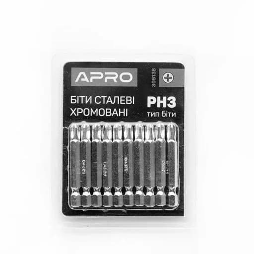 Біта (набір 10 шт.) "APRO" PH3*50мм (хром)