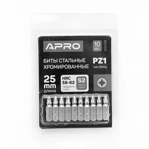 Біта (набір 10 шт.) "APRO" PZ1*25мм (хром)