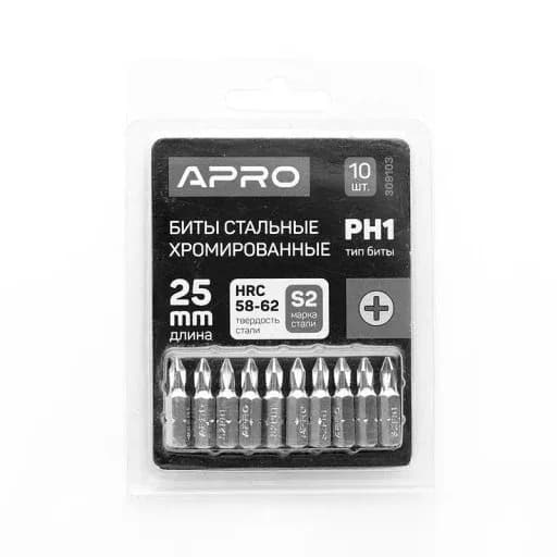 Біта (набір 10 шт.) "APRO" PH1*25мм (хром)