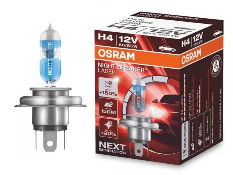 Лампа H4 12v 60/55wt P43 "OSRAM" Night Breaker Laser +150% (1 шт.)