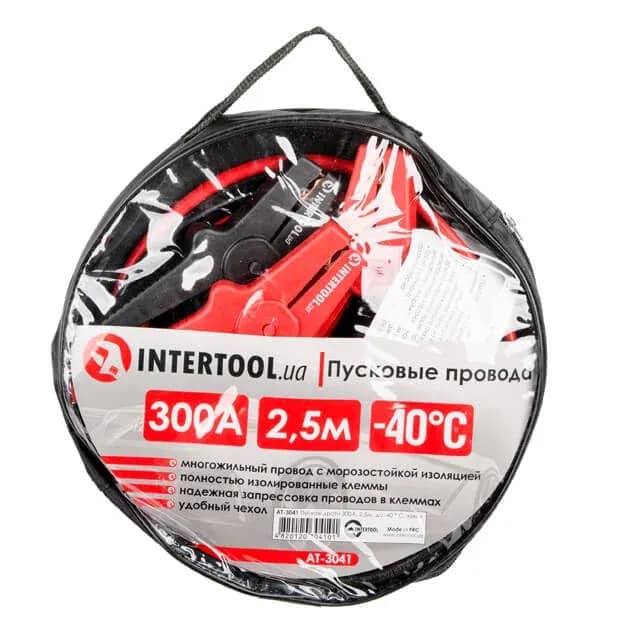 Проводи пускові (прикурювач) 300А 2.5м "INTERTOOL" (сумка)