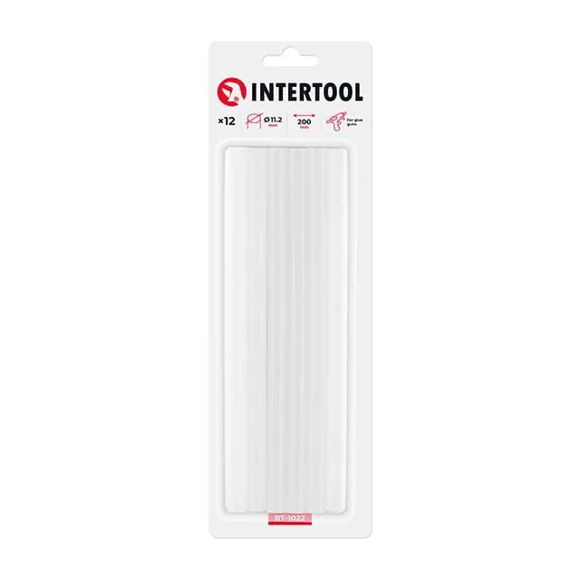 Стрижні клейові d 11,2х200 мм білі 12 шт Intertool