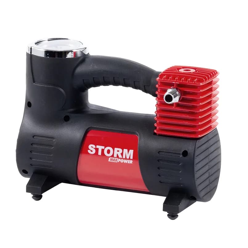 Компресор "STORM" в прикурювач запоб. (10 Атм./40 л/хв./шланг 1.0 м/LED підсвітка /металл. радіатор)