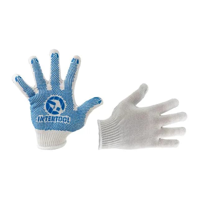 Перчатки трикотажні 9" "INTERTOOL" сині з точкою
