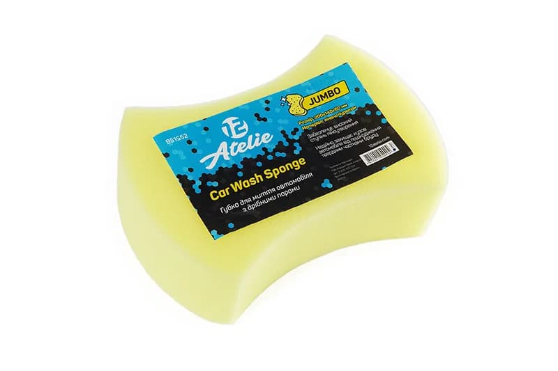 Мочалка для миття машин "12 ATELIE" JUMBO жовта в уп. (200х120х60) з дрібними порами