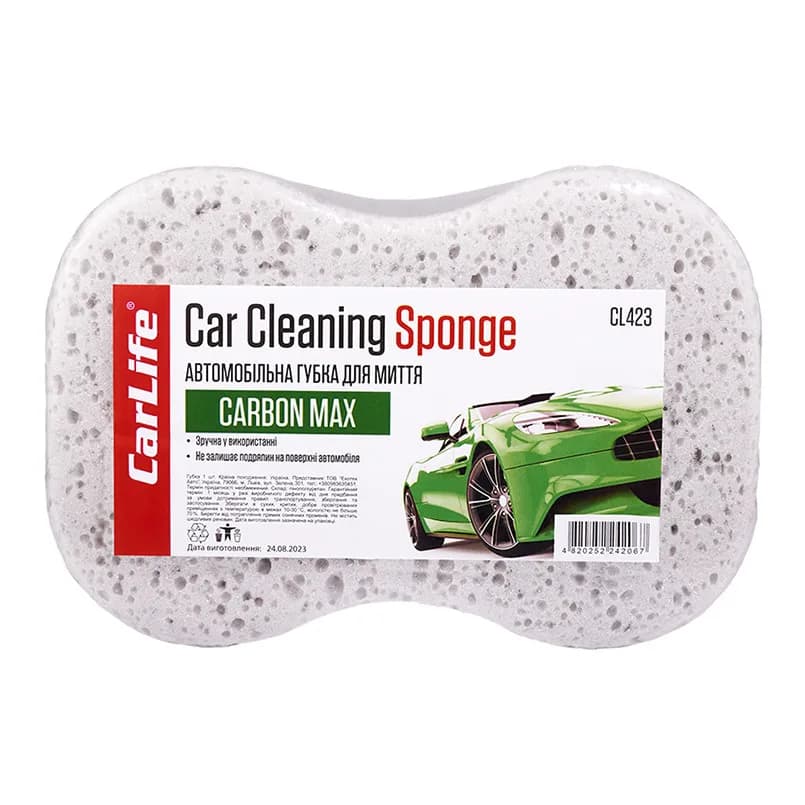 Мочалка для миття машин "CARLIFE" CarbonMax сіра в уп. (245x160x70)