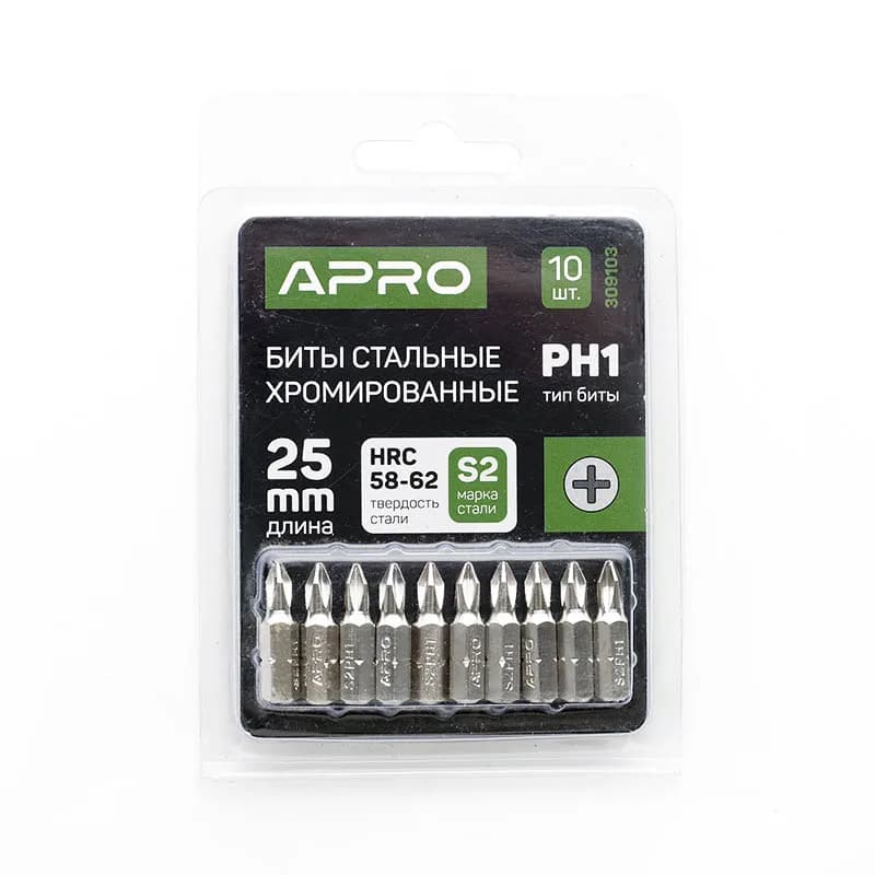 Біта (набір 10 шт.) "APRO" PH1*25мм (хром)