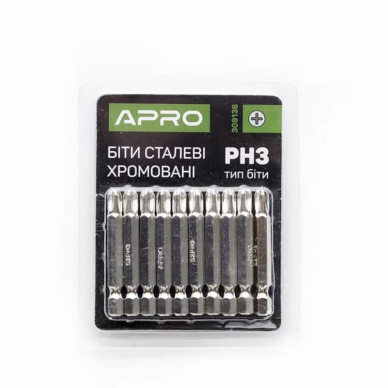 Біта (набір 10 шт.) "APRO" PH3*50мм (хром)