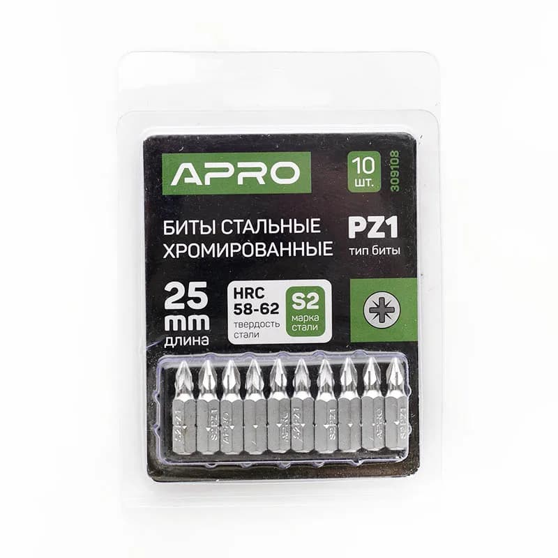 Біта (набір 10 шт.) "APRO" PZ1*25мм (хром)