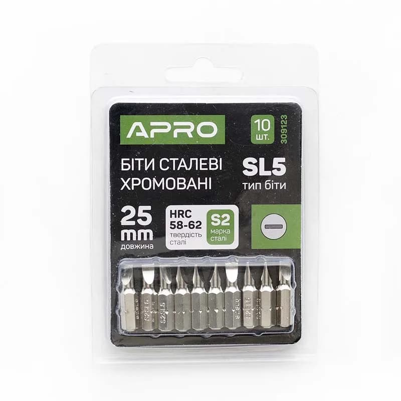 Біта (набір 10 шт.) "APRO" SL5*25мм (хром)