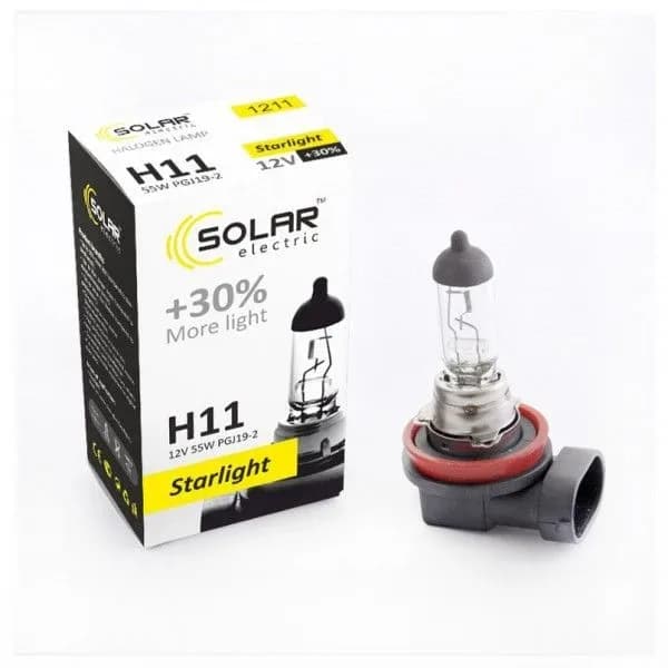 Лампа Н11 12v 55wt "SOLAR" Starlight + 30%