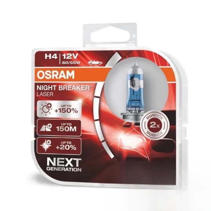 Лампа Н4 12v 60/55wt Р43 "OSRAM" Night Breaker Laser +150% (2 шт.)