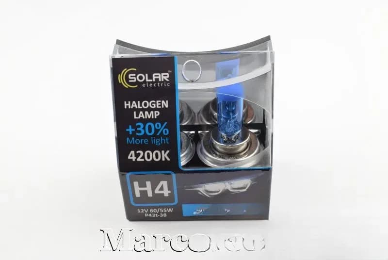 Лампа Н4 12v 60/55wt Р43 "SOLAR" StarBlue 4200K (2 шт.)